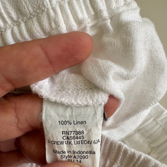 J. Crew Women's Linen Pants Size 00 White Pull-On Elastic Waist Beachy Coastal - Picture 7 of 14